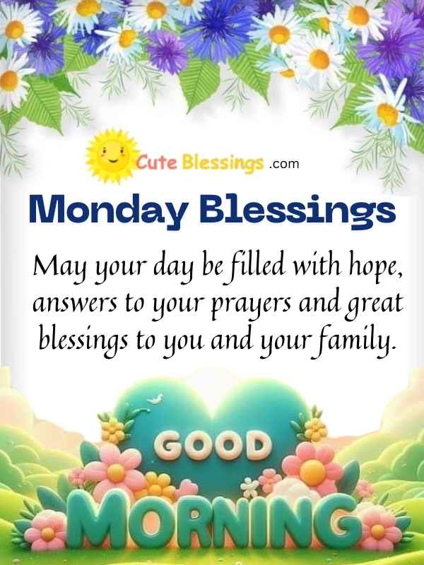 an Inspirational Blessing visual for Monday with flowers