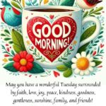 Tuesday morning Blessings for 2025 with flowers background