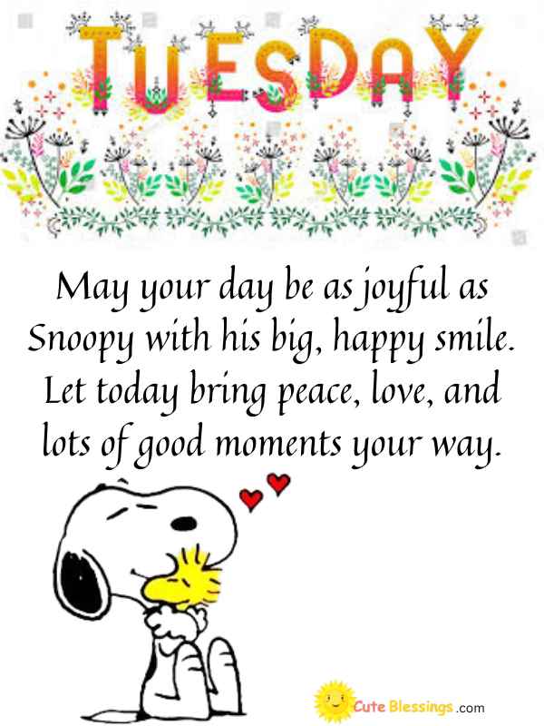 Happy Snoopy Tuesday Blessings with beautiful background