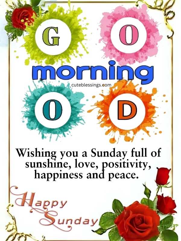 Good morning Happy Sunday image with flowers background