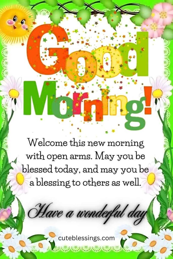 Sweet Good morning Monday Blessings with flower background