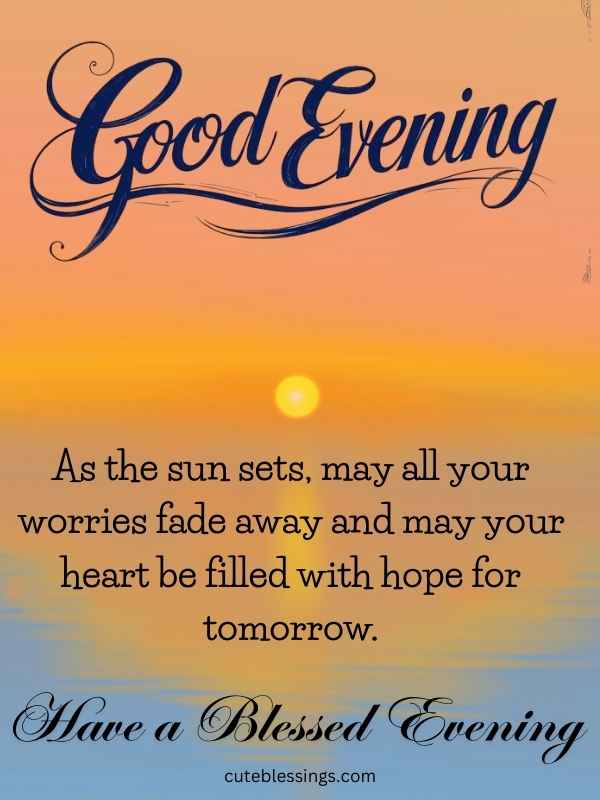 Delightful Good Evening Blessings Images with sunset background