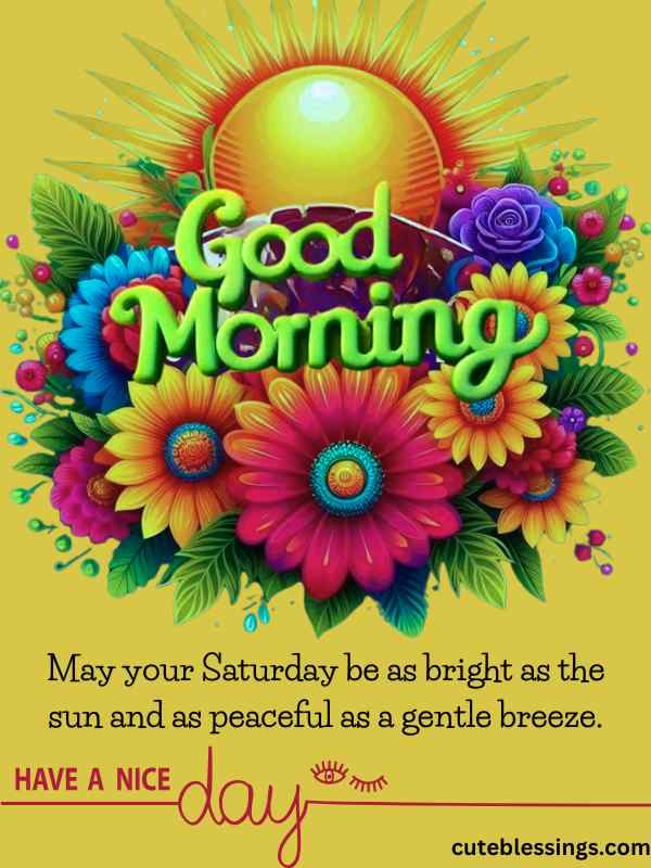 Saturday Good morning Image wit flowers background