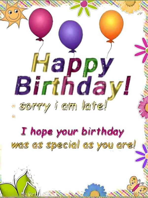 Elegant belated birthday greetings with flower background